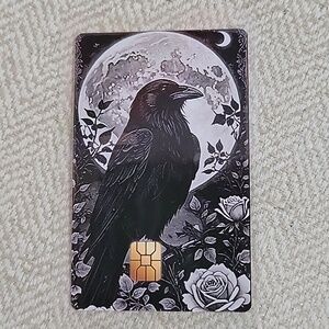 Raven & Moon Decorative Credit Card Skin — Black and White Gothic Art